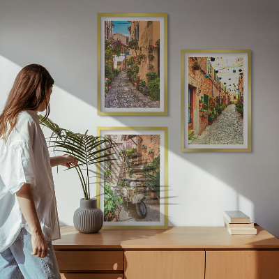 Composizione di quadri Strade, fiori, atmosfera italiana