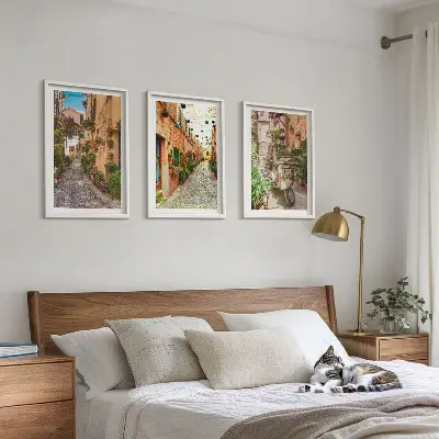 Composizione di quadri strade, fiori e atmosfera italiana