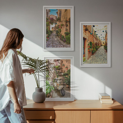 Composizione di quadri Strade, fiori, atmosfera italiana