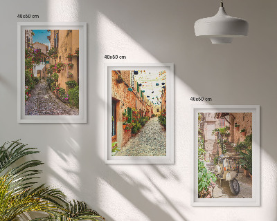 Composizione di quadri Strade, fiori, atmosfera italiana