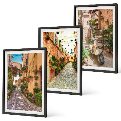 Composizione di quadri Strade, fiori, atmosfera italiana