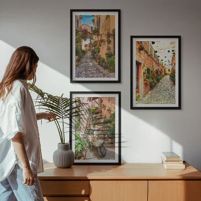 Composizione di quadri Strade, fiori, atmosfera italiana