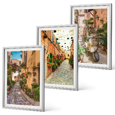 Composizione di quadri Strade, fiori, atmosfera italiana