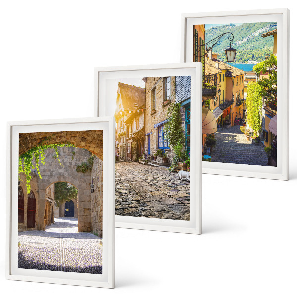 Set di 3 quadri Incantevoli strade in pietra