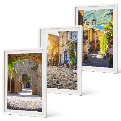 Set di 3 quadri Incantevoli strade in pietra