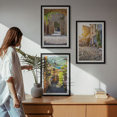 Set di 3 quadri Incantevoli strade in pietra