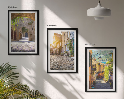 Set di 3 quadri Incantevoli strade in pietra