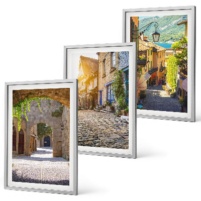 Set di 3 quadri Incantevoli strade in pietra