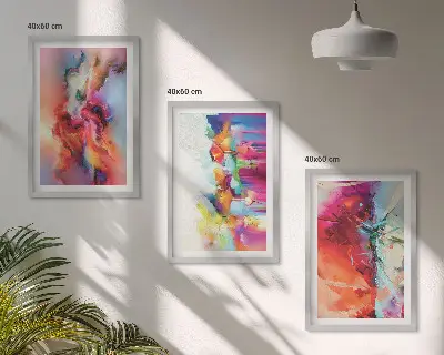 Set di quadri incorniciati con astrazioni colorate della forma