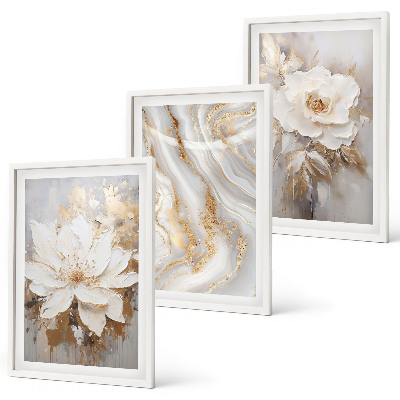 Composizione di quadri Fiori astratti marmo