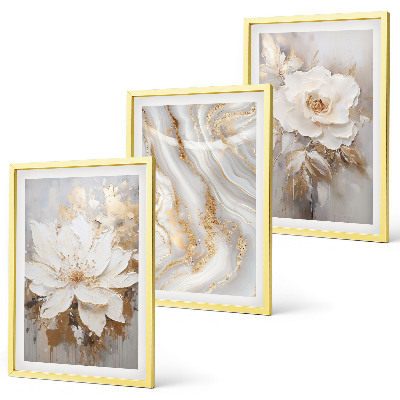 Composizione di quadri Fiori astratti marmo