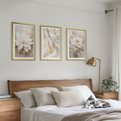 Composizione di quadri Fiori astratti marmo
