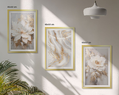 Composizione di quadri Fiori astratti marmo