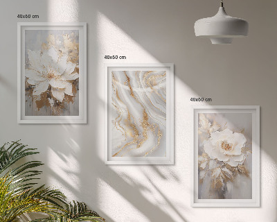 Composizione di quadri Fiori astratti marmo