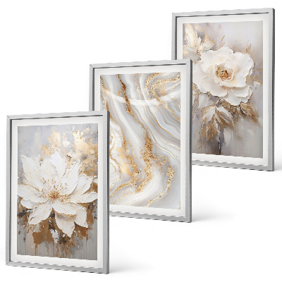 Composizione di quadri Fiori astratti marmo