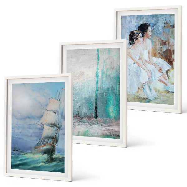 Set di quadri incorniciati Nave mare danzatore astratto
