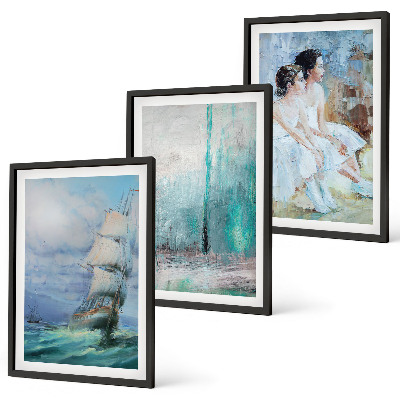 Set di quadri incorniciati Nave mare danzatore astratto