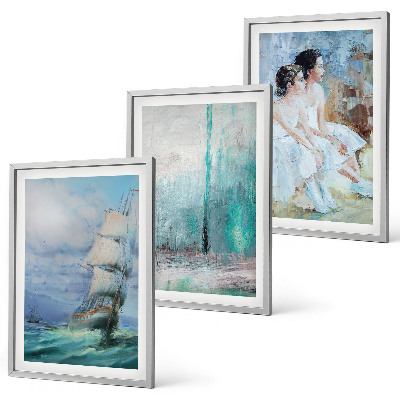 Set di quadri incorniciati Nave mare danzatore astratto