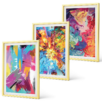 Set di 3 quadri Motivi astratti colorati dipinti