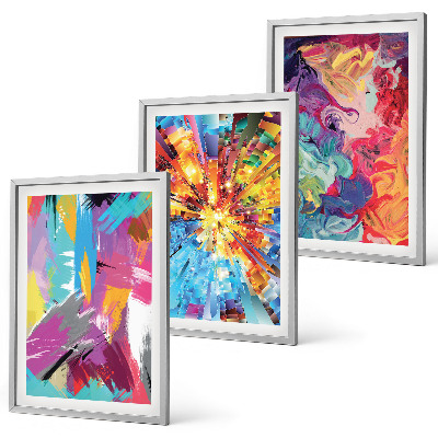 Set di 3 quadri Motivi astratti colorati dipinti