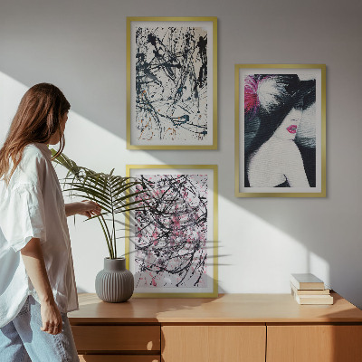 Set di quadri incorniciati Cappello con motivi astratti di pittura