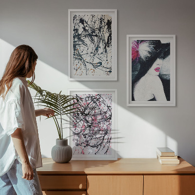 Set di quadri incorniciati Cappello con motivi astratti di pittura