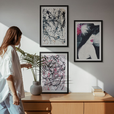 Set di quadri incorniciati Cappello con motivi astratti di pittura