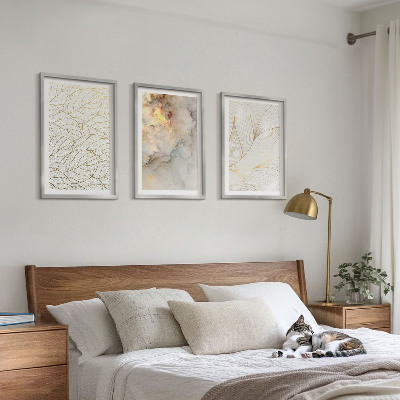 Set di 3 quadri motivi di foglie marmo astratto