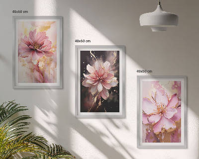 Set di 3 quadri Composizioni floreali di rose e bianco