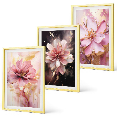 Set di 3 quadri Composizioni floreali di rose e bianco