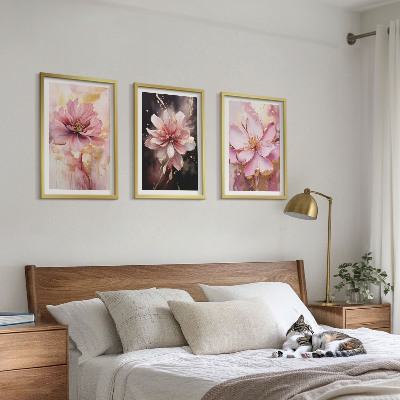 Set di 3 quadri Composizioni floreali di rose e bianco