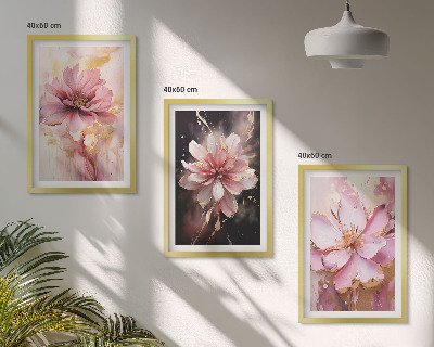 Set di 3 quadri Composizioni floreali di rose e bianco