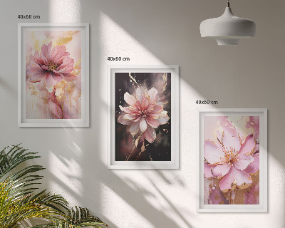 Set di 3 quadri Composizioni floreali di rose e bianco