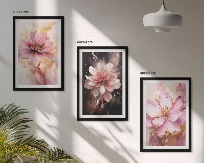 Set di 3 quadri Composizioni floreali di rose e bianco