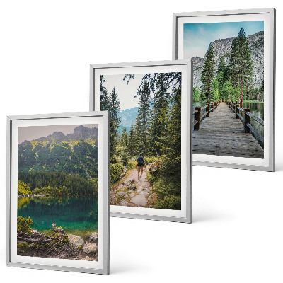 Set di quadri incorniciati Montagne, laghi, foreste, sentieri