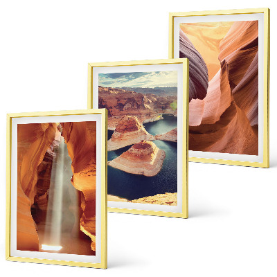 Set di 3 quadri Cascata nella gola del canyon