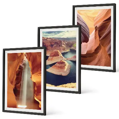 Cascata nella gola del canyon set di 3 quadri