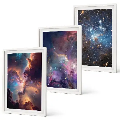 Composizione di quadri con paesaggi stellari cosmici