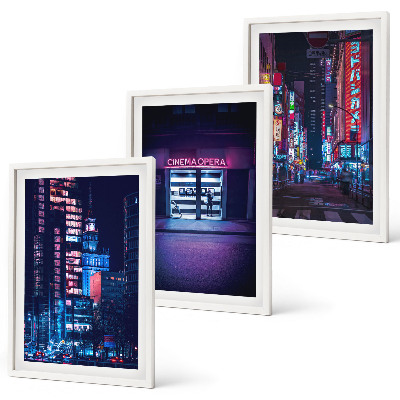 Set di quadri incorniciati Ingresso al neon della città notturna