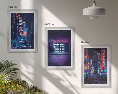 Set di quadri incorniciati Ingresso al neon della città notturna