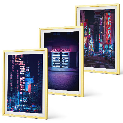 Set di quadri incorniciati Ingresso al neon della città notturna