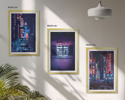 Set di quadri incorniciati Ingresso al neon della città notturna