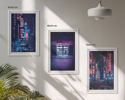 Set di quadri incorniciati Ingresso al neon della città notturna
