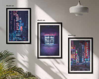Set di quadri incorniciati Ingresso al neon della città notturna