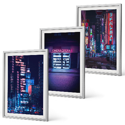 Set di quadri incorniciati Ingresso al neon della città notturna