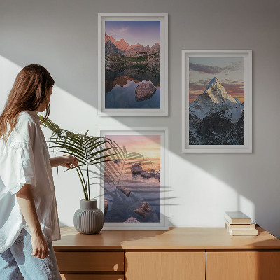 Set di 3 quadri Paesaggi montani sullo sfondo