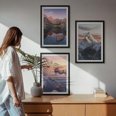 Set di 3 quadri Paesaggi montani sullo sfondo