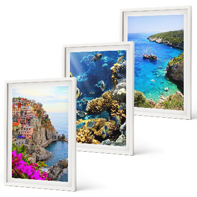 Composizione di quadri Vista sul mare, case colorate