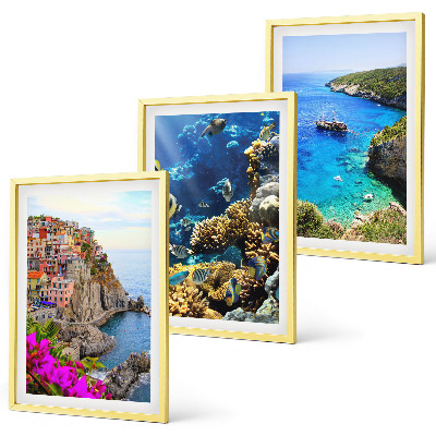 Composizione di quadri Vista sul mare, case colorate