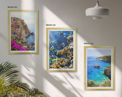 Composizione di quadri Vista sul mare, case colorate
